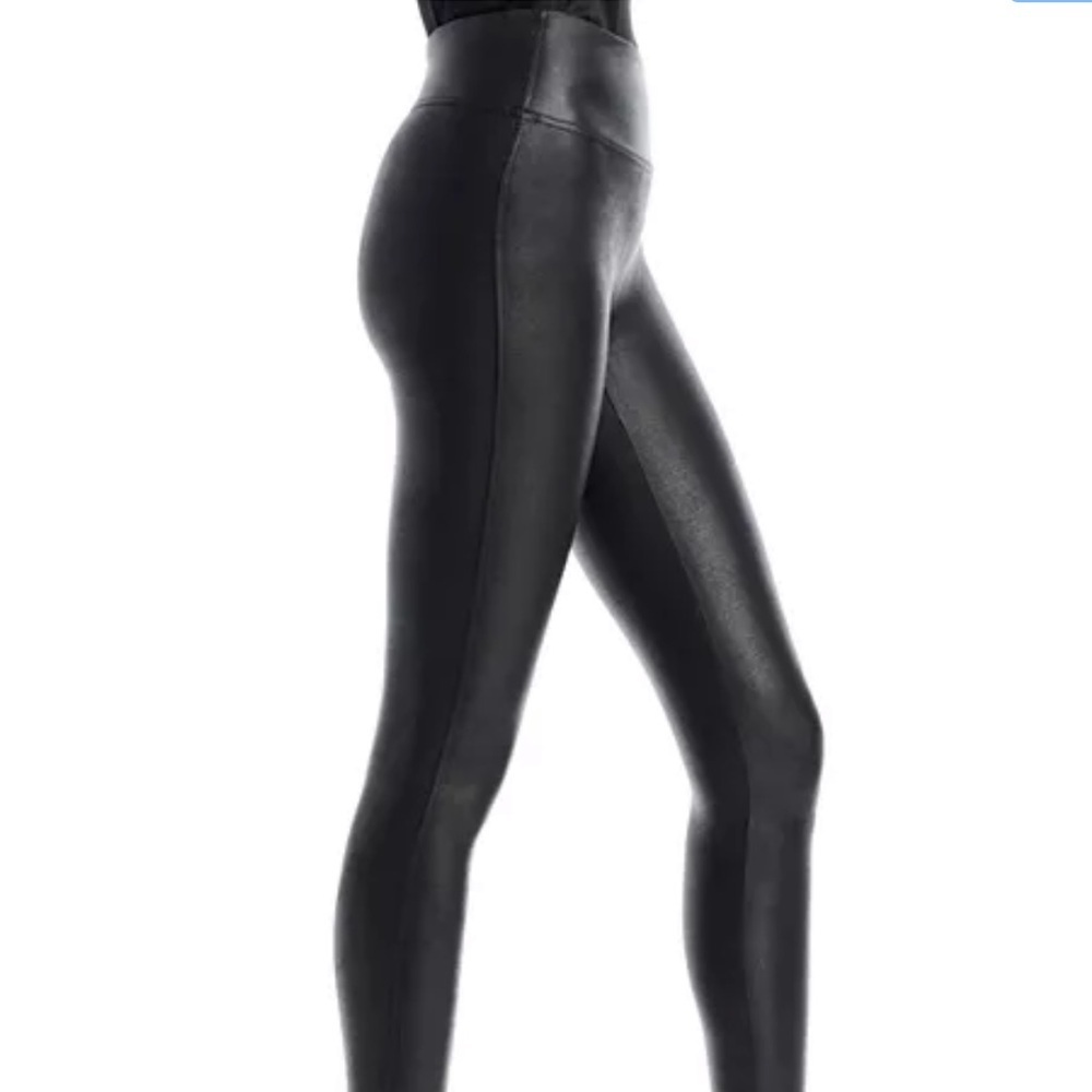 SPANX Faux Leather Leggings Black Size Large - Picture 2 of 12